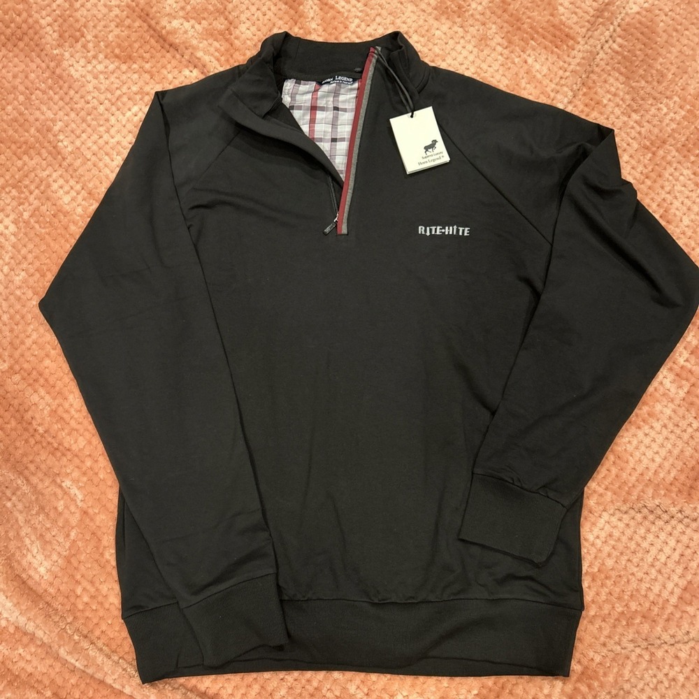 Horn Legend Men's Black Rite-Hite Quarter Zip Pullover XL Cotton Modal Luxury